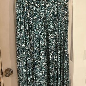 LOFT Teal and White Patterned Maxi Skirt